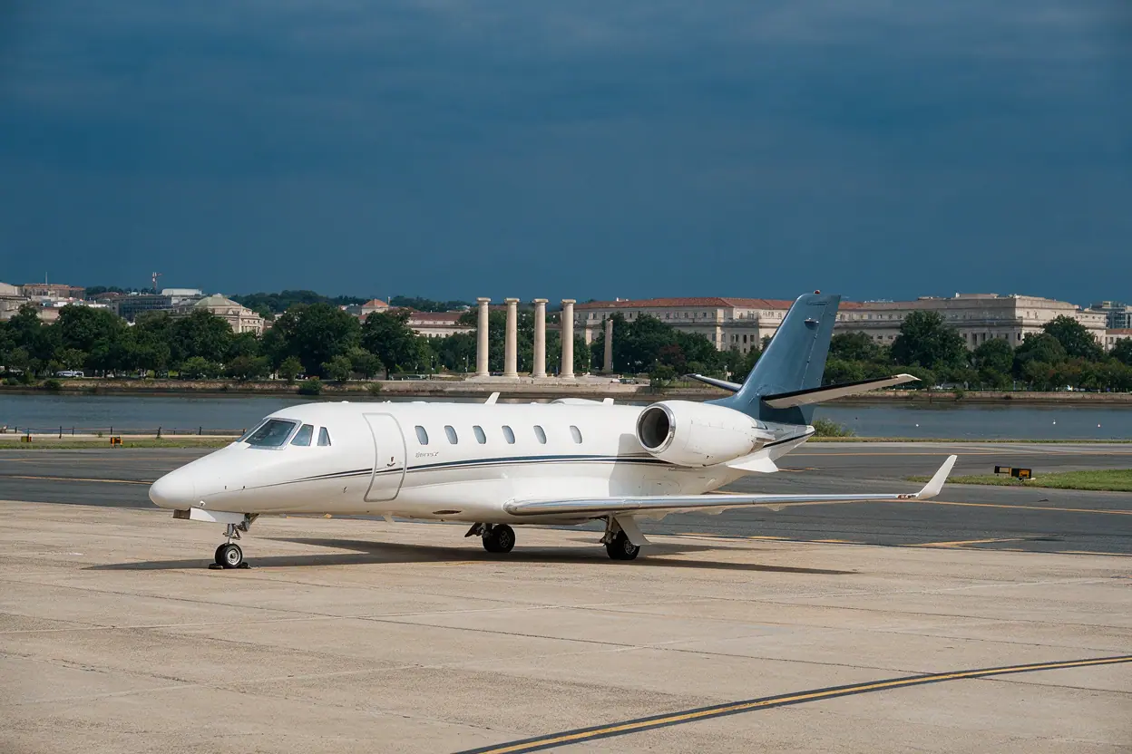 Private jet in Washington, DC