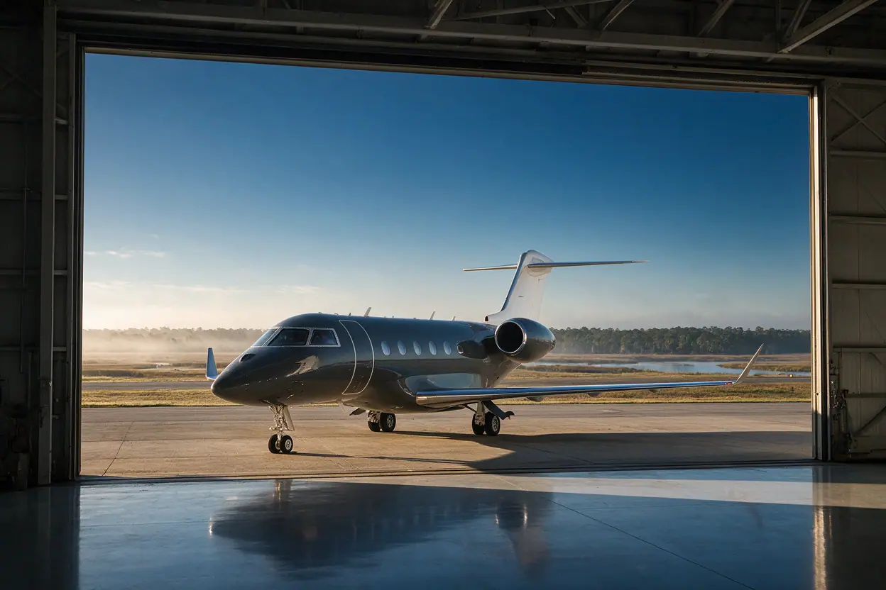 Super-midsize jet on the ramp